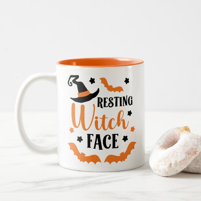 Resting Witch Face Two-Tone Coffee Mug (With Donut)