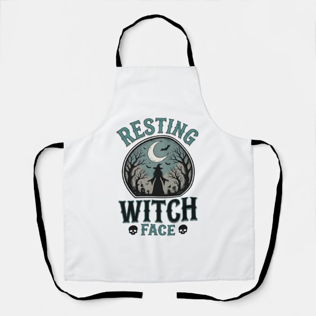 Resting Witch Face Vintage Halloween Design_1 Apron (Front)