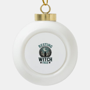 Resting Witch Face Vintage Halloween Design_1 Ceramic Ball Christmas Ornament
