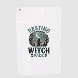 Resting Witch Face Vintage Halloween Design_1 Golf Towel