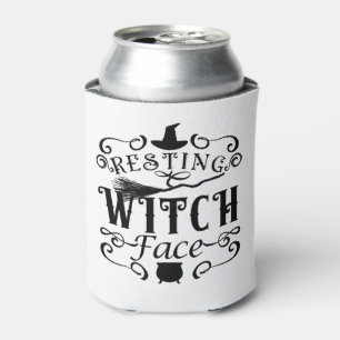 RESTING WITCH FACE Vintage Type Graphic Halloween Can Cooler