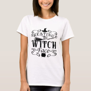 RESTING WITCH FACE Vintage Type Graphic Halloween T-Shirt