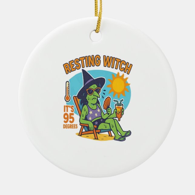 Resting Witch – Summerween Premium Ceramic Tree Decoration (Front)