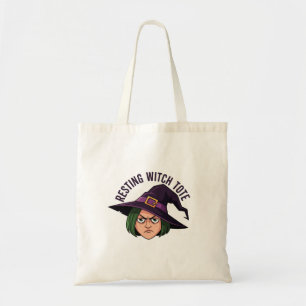 Resting Witch Tote Funny Halloween Spooky Bag