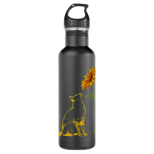 Resting Yellow Cat Under Sunflower  710 Ml Water Bottle