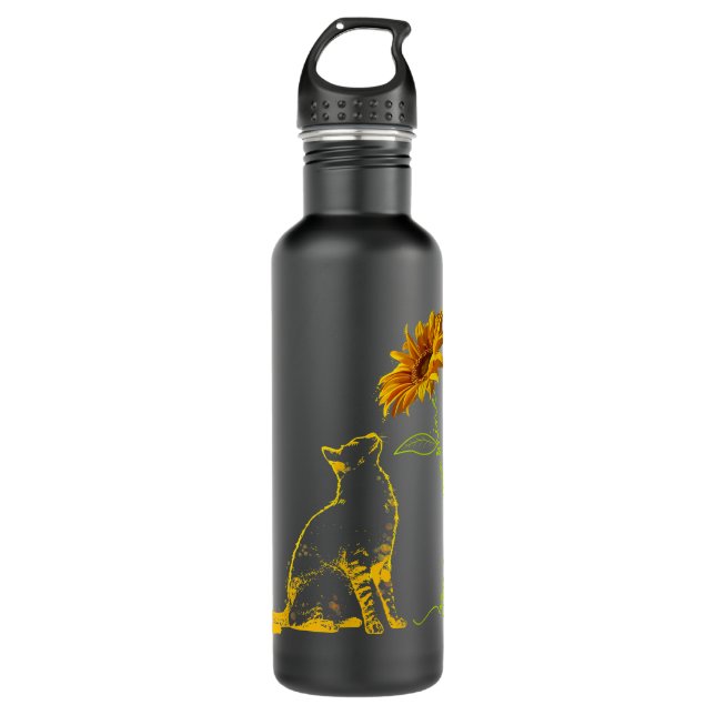 Resting Yellow Cat Under Sunflower  710 Ml Water Bottle (Front)