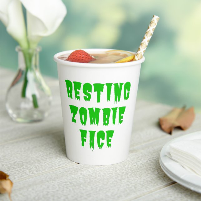 Resting Zombie Face - Funny Halloween 2022 Paper Cups (Insitu)