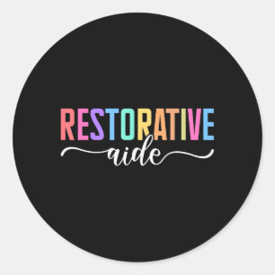 Restorative Aide Designs Unisex-Adults Black Classic Round Sticker
