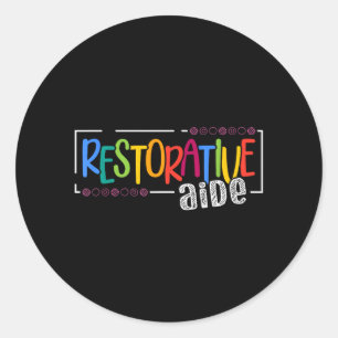 Restorative Aide Designs Unisex-Adults Black Short Classic Round Sticker