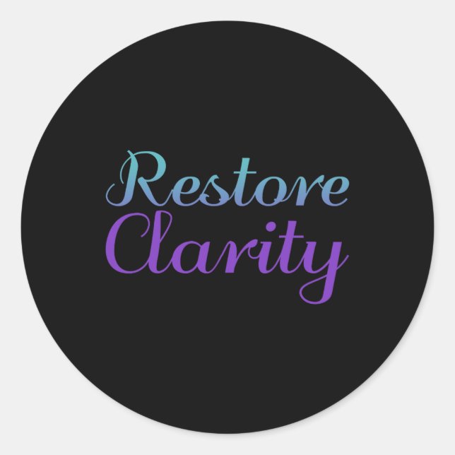 Restore Clarity Suicide Prevention Depression Awar Classic Round Sticker (Front)