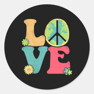 Restore Earth Day Peace Sign Love Hippie Save The  Classic Round Sticker