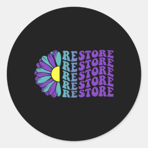 Restore Suicide Prevention Depression Awareness 1  Classic Round Sticker