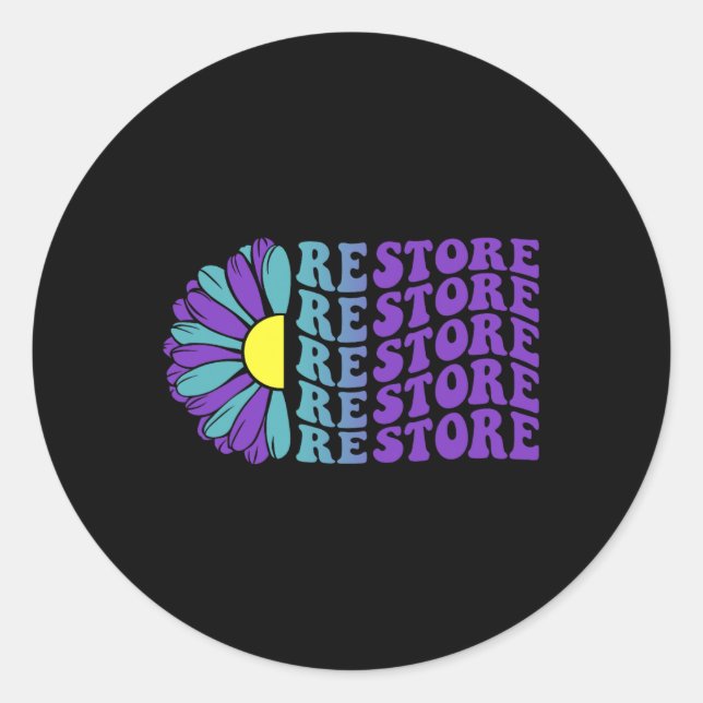 Restore Suicide Prevention Depression Awareness 1  Classic Round Sticker (Front)