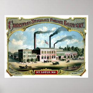 Restored antique Saint Louis MO Brewery litho ad Poster
