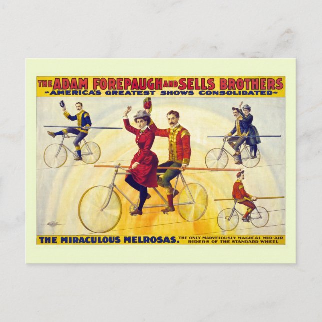 Restored bicyle acrobats Forepaugh Sells Postcard (Front)