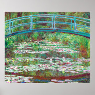 Restored Colour Monet Painting Japanese Footbridge Poster