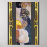 Restored Klimt Goldfish Art Nouveau Painting