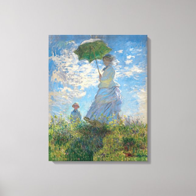 Restored Monet's Woman with a Parasol The Stroll Canvas Print (Front)