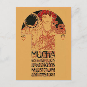 Restored Mucha Brooklyn Museum Art Exhibition Postcard