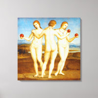 Restored Raphael Classic The Three Graces Painting