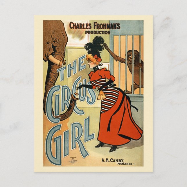 restored The Circus Girl vintage poster Postcard (Front)