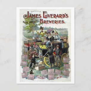 Restored Vintage New York Brewery calendar Postcard