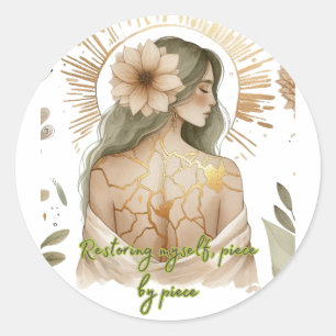 Restoring Myself with Love – Kintsugi Art Classic Round Sticker