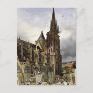 Restoring the Abbey Church of St. Denis in 1833 Postcard