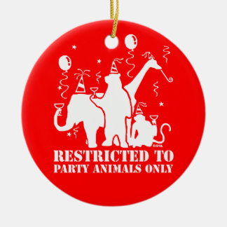 Restricted to party animals only ceramic tree decoration