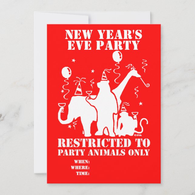 Restricted to party animals only invitation (Front)