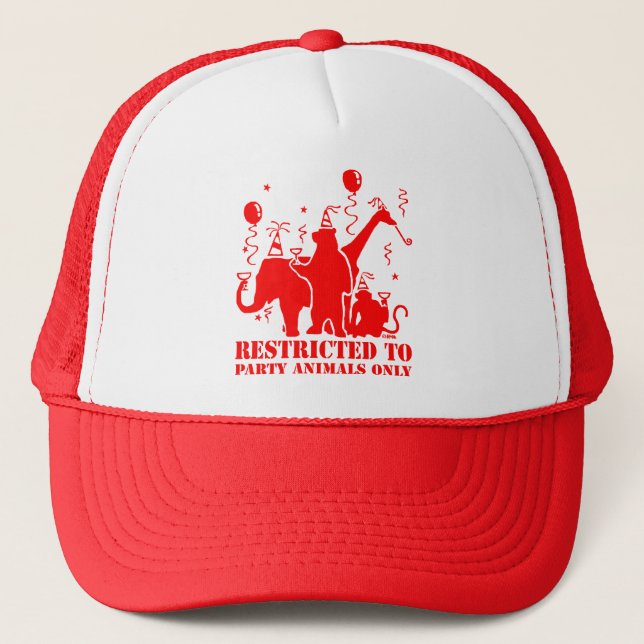 Restricted to party animals only trucker hat (Front)