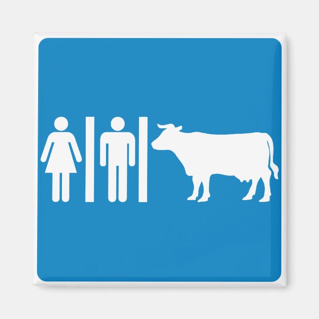 Restroom Facilities Humourous Highway Sign - COWS? Magnet (Front)