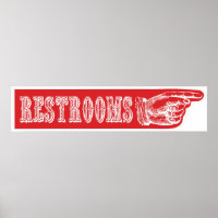 Restroom Pointing Finger Carnival Circus Sign RT