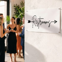 Restrooms direction sign, party arrow sign Poster