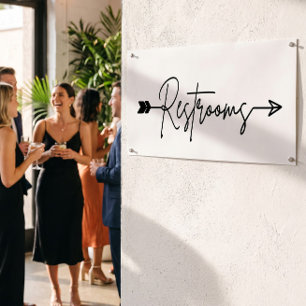 Restrooms direction sign, party arrow sign Poster