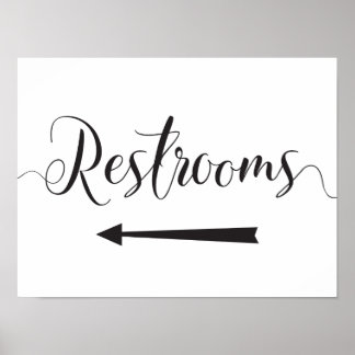 Restrooms Sign Wedding Directions Left Arrow
