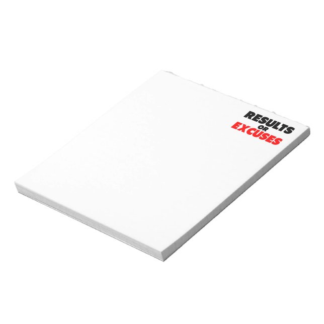 Results or Excuses | Fitness Quote Notepad (Rotated)