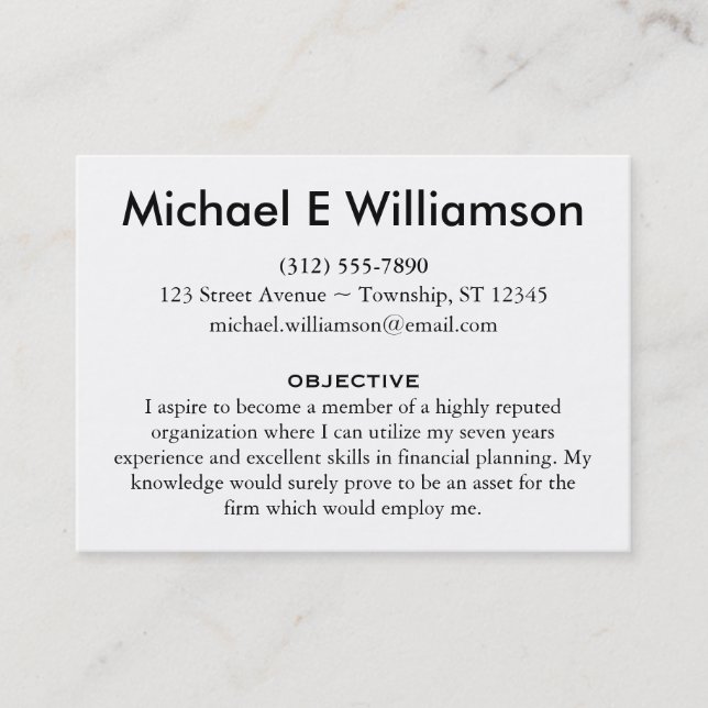 Resume Business Cards (Front)