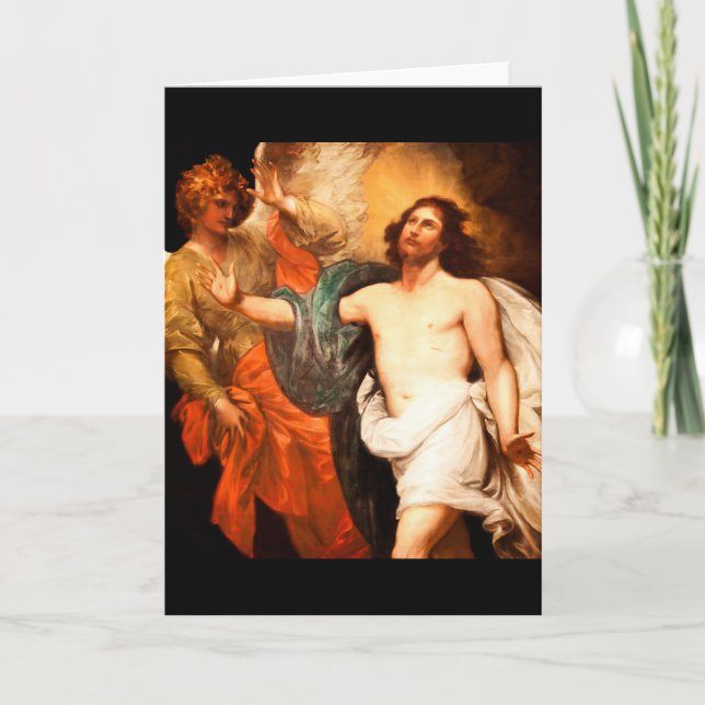Resurrected Christ Gazing Upward Holiday Card (Front)