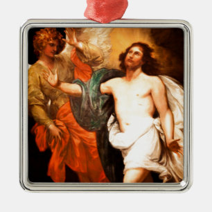 Resurrected Christ Gazing Upward Metal Tree Decoration