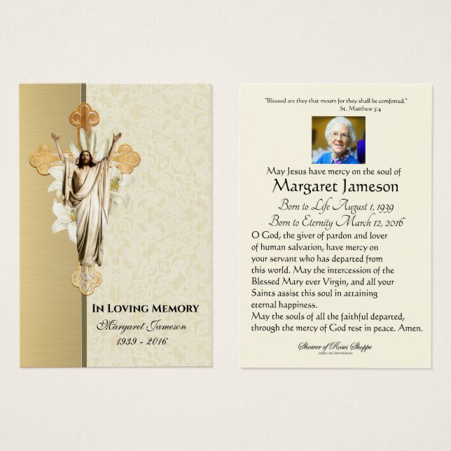 Resurrected  Jesus Cross Lilies Catholic Funeral (Front & Back)