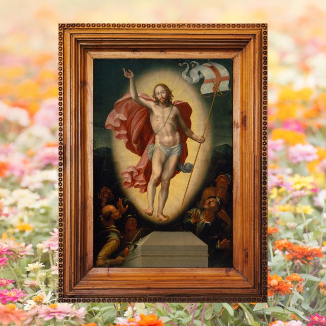 Resurrection Christ is risen Christian Art Easter Poster (Resurrection of Jesus Christ is risen Religious Christian Catholic Wall Art Easter Poster)