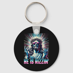 Resurrection Funny Easter Rizz He Is Rizzin Jesus  Key Ring