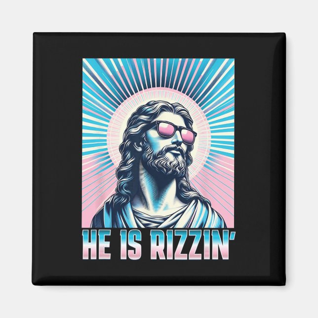 Resurrection Funny Easter Rizz Sungles He Is Rizzi Magnet (Front)