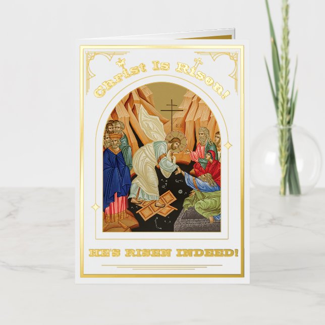 Resurrection Of Christ Orthodox Easter  Foil Holiday Card (Front)