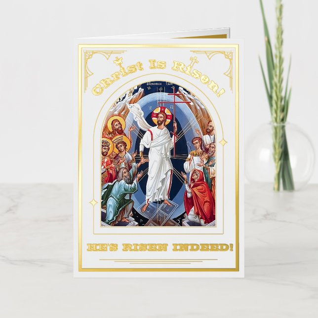 Resurrection Of Christ Orthodox Easter Foil Holiday Card (Front)