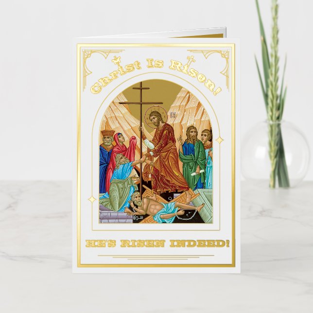 Resurrection Of Christ Orthodox Easter Foil Holiday Card (Front)