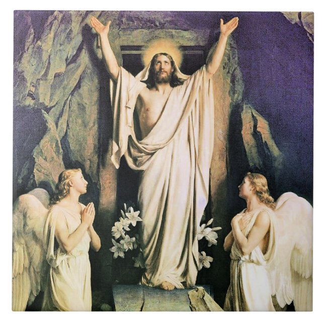 Resurrection of Christ, painting by Carl Bloch, Tile (Front)