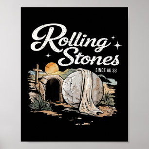 Resurrection Stone Graphic Design With Cross Poster
