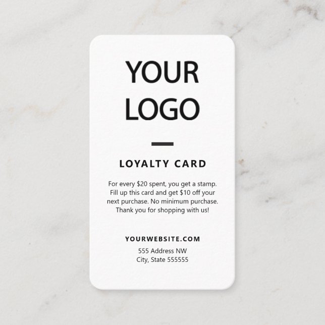 Retail/Boutique Customer Loyalty Rewards Cards (Front)